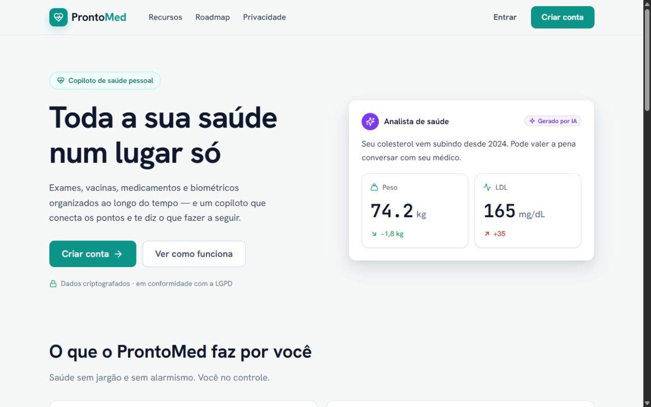 Landing page web de ProntoMed